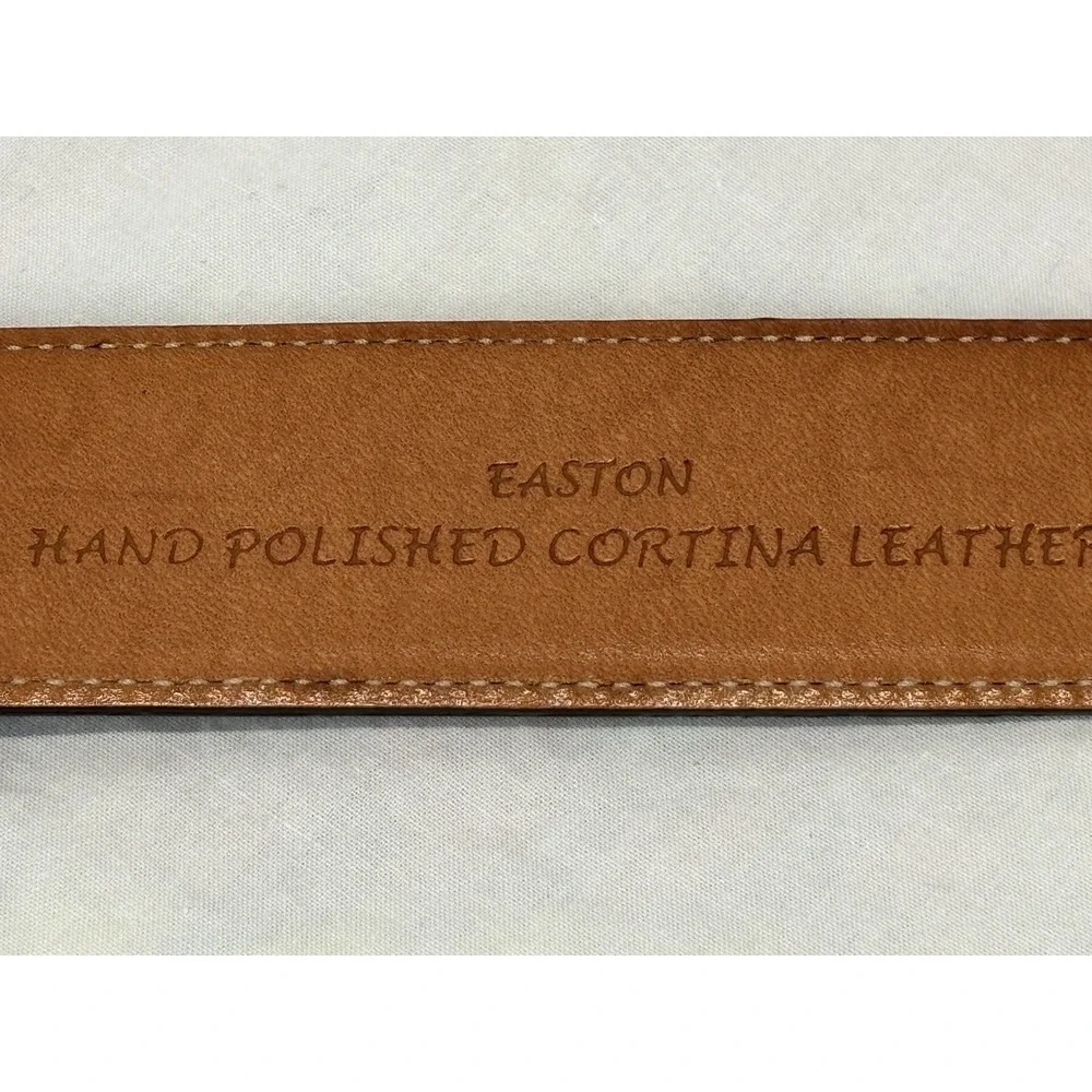 Trafalgar Easton Men's Dark Brown Hand Polished Cortina Leather Belt 42 Made USA